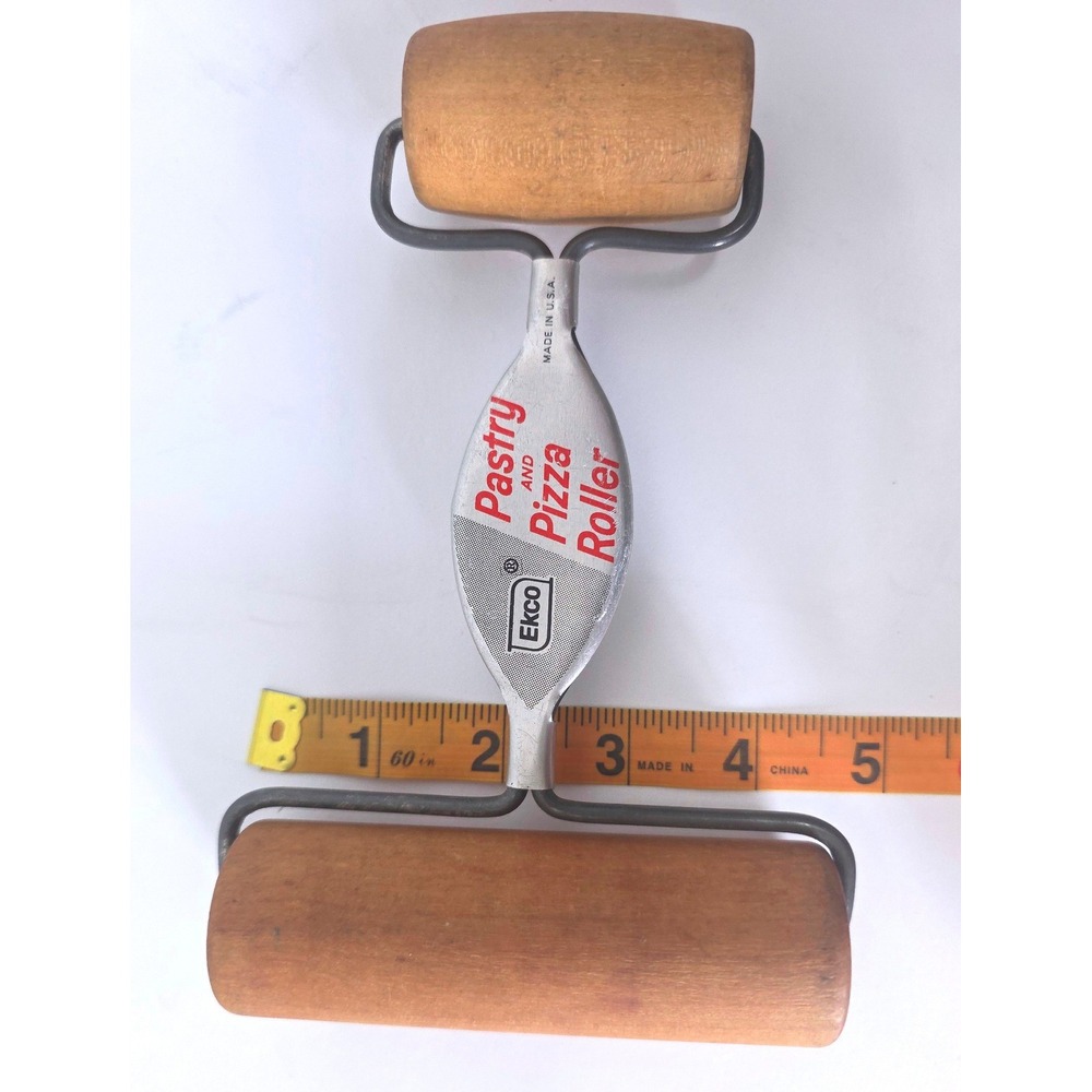Vintage Ekco Pastry‎ and Pizza Roller Wood Double Sided Dough Tool Made in USA - Picture 5 of 5